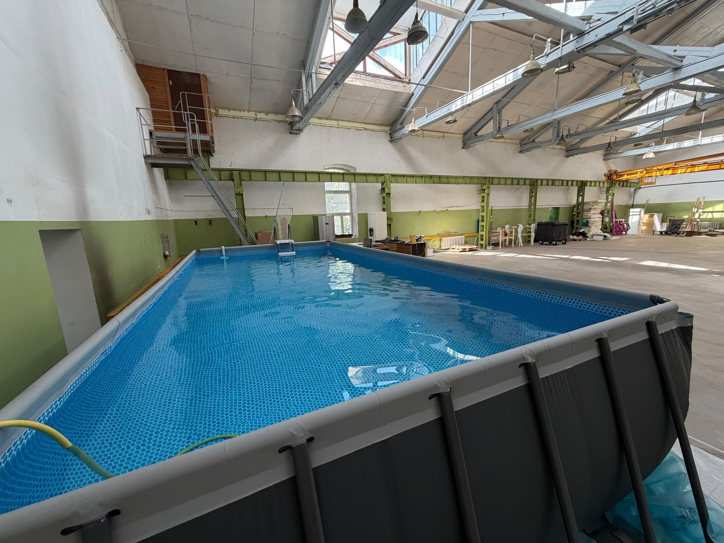 The Oven warehouse hall with its test pool